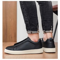 Sepatu Pria Kulit PU Model Rendah Bertali, Sepatu Flat untuk Skateboard dan Mengemudi, Sneakers Pria