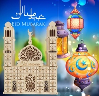 Pendentifs artisanaux Eid Mubarak, bricolage DIY, accessoires pour fête musulmane du Ramadan Kareem, calendrier compte à rebours en bois