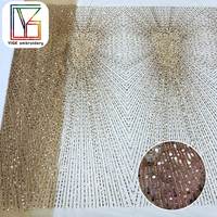 Tissu en dentelle africaine de haute qualité avec perles, tissu en dentelle perlée, tissu en dentelle française à sequins pour robes de soirée de luxe