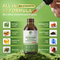 OEM Moringa Kurkuma Ashwagandha Vloeibare Supplement met Quercetine Gember Granaatappel Zwarte Peper Zuurzak Private Label 60ml