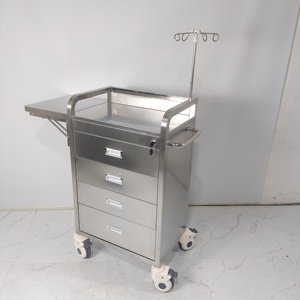 Carrito de Emergencia de Acero Inoxidable para UCI y ER, Carro Médico con Cajones con Cerradura, Mueble de Hospital, Capacidad de Carga de 40 lb, 32 Pulgadas de Ancho - Product Image 3