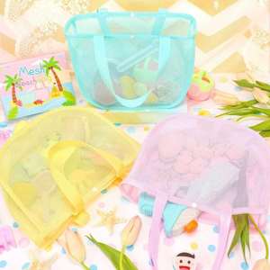 กระเป๋าตาข่ายใส่ของสำหรับเด็ก พิมพ์โลโก้ได้ สีพื้น ใช้ได้ทั้งชายหาดและช้อปปิ้ง - Product Image 4