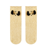 Chaussettes de sol en polaire corail 3D mignonnes pour femmes et filles, épaisses et chaudes, avec revers moelleux, personnalisables, pour dormir, vente en gros