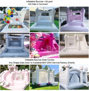 Castillo Inflable Blanco, Brincolín Blanco, <span class=keywords><strong>Piscina</strong></span> <span class=keywords><strong>de</strong></span> Pelotas Inflable, Mini Castillo Inflable Blanco para Bodas con <span class=keywords><strong>Piscina</strong></span> Pequeña - Product Image 5