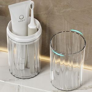 Travel <b>Toothbrush</b> <b>Holder</b> Set Transparent Plastic Foldable With Toothpaste And Brush Storage For Bathroom And Travel Use - Product Image 1