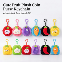 Dompet Koin Plush Lucu Trendy, Gantungan Kunci Buah Sayuran Lembut, Dompet Mini Portabel untuk Hiasan Ransel, Set Hadiah Kecil Kreatif