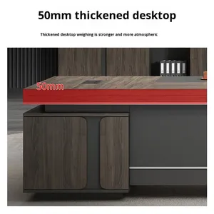 Escritorio Ejecutivo Moderno en Forma de L, Pintado con Acabado <span class=keywords><strong>MFC</strong></span>, para Jefe, Director Ejecutivo o Gerente, Estilo Panel de Madera, Directo de Fábrica - Product Image 4