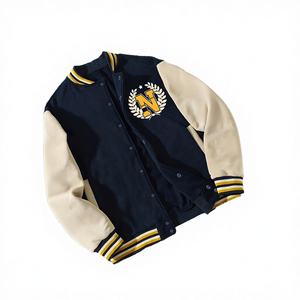 Factory Wholesale Vintage Street Style <b>Heated</b> Baseball Jacket Men Women Autumn Custom DTF DTG Front Logo Varsity <b>Coat</b> - Product Image 4