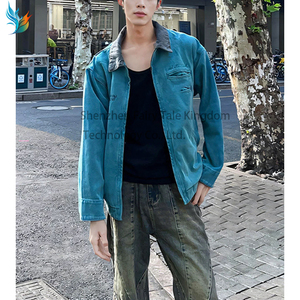 Chaqueta de Trabajo Vintage sin Forro, de Lona Desgastada, <span class=keywords><strong>para</strong></span> <span class=keywords><strong>Hombre</strong></span> - Product Image 4