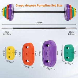 En Stock en España: Set de Barras de Pesas de 40 kg de Hormigón Colorido con Cubierta Protectora de PVC para un Entrenamiento Seguro y Duradero - Product Image 2