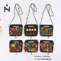 Sac à main bandoulière en coquille de noix de coco 21x18x6cm, design perlé coloré, sac pour femme