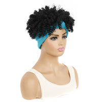 Ensemble de perruque et bandeau pour cheveux bouclés et volumineux, multicolore, style foulard explosif pour femmes africaines, idéal pour petites tailles