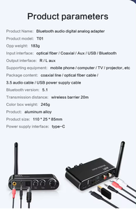 HIGI Bluetooth 5,1 Receptor Convertidor de audio digital a analógico Fibra óptica coaxial 3,5mm Adaptador inalámbrico auxiliar Compatible con disco USB - Product Image 4