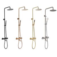 10 ans de garantie pluie thermostatique système de douche de salle de bain mitigeurs en acier inoxydable ensemble de douche brossé robinets de douche de bain