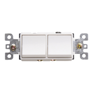 Interrupteur à bascule double blanc homologué UL Barep, 15A 120V, interrupteur combiné unipolaire avec <span class=keywords><strong>plaque</strong></span> murale à clipser - Product Image 2