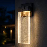 Applique Murale Extérieure Moderne en Aluminium Moulé Sous Pression avec Plaque de Cristal COB LED, Couverture de 5-10 m², Façade en Cristal Bulle pour Entrée et Balcon