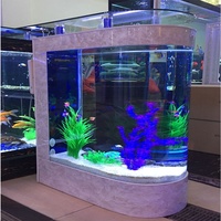 Personnalisé grand cube transparent acrylique aquarium aquarium avec lampe verre balle avant eau salée aquarium aquarium