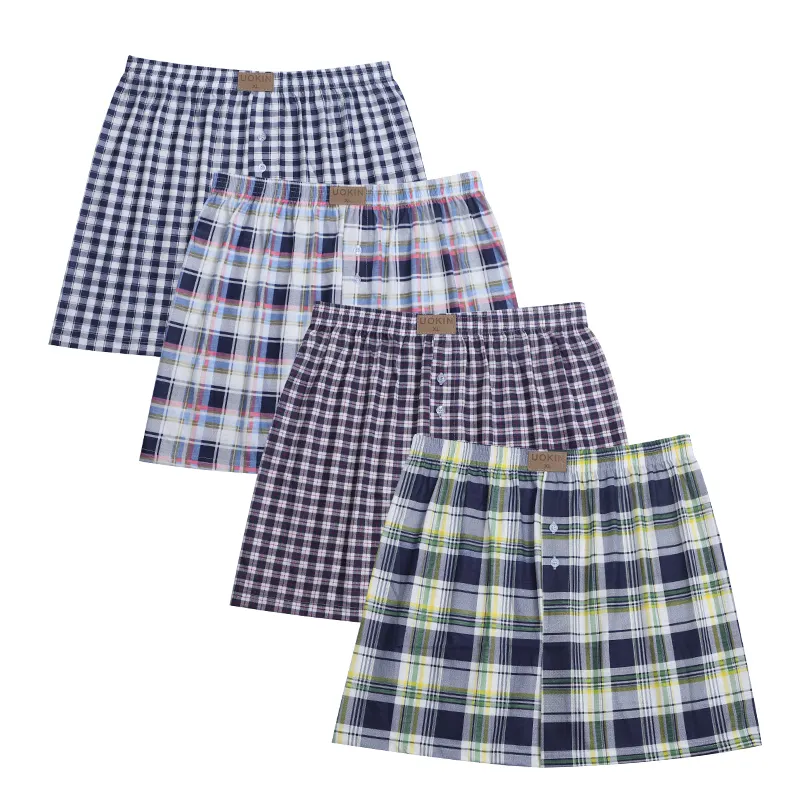 Factory Classic Plaid Boxers Polyester man under wear Elastic Waistband Shorts Loose Arrow Panties Boxer