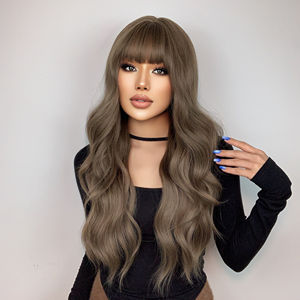 Live <span class=keywords><strong>Action</strong></span> Photo Brun Foncé Obrem Africain Bouclés Vague Mat Mélange Haute Densité Résistant À La Chaleur Fibre Layered <span class=keywords><strong>Perruque</strong></span> - Product Image 5