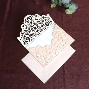 DIY-Verlustfarbe rosa Laserschnitt-Goldfolie arabisches Papier-Einladungen Hochzeit-Einladungskarten mit Umschlägen