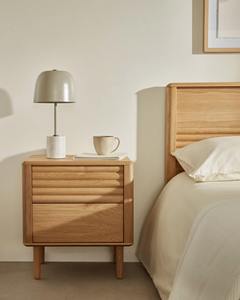 Premium Handmade Solid Wood <b>Bedside</b> Cabinet Featuring 2 Smooth Storage Drawers Modern Classic Furniture Designs - Product Image 2
