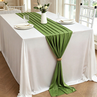 Nouveau chemin de table en soie de lait vert sauge en gros, chemin de table uni personnalisé pour événements extérieurs, banquets et hôtels
