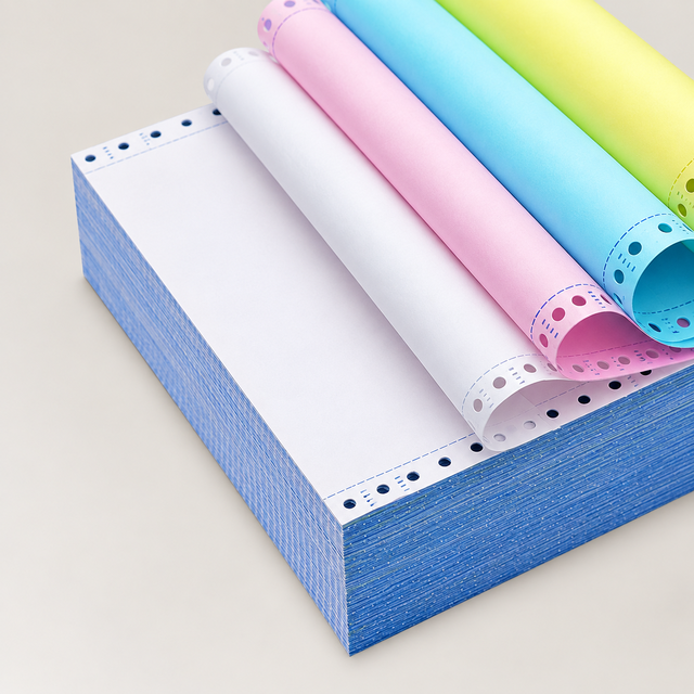 Custom 2 3 4 5 Ply Dingfeng NCR-9.5X11 Continuous Paper White Pink Yellow Blue Carbonless Forms for Dot Matrix Printer