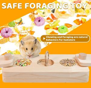 Çok Fonksiyonlu Ahşap El Sanatları 3'ü 1 Arada Hamster Zenginleştirme Oyuncakları Küçük Hayvanlar İçin Ahşap Gine Domuzu Yem Arama Oyuncakları - Product Image 5