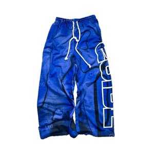 Pantalones Deportivos para Hombre, 100% Algodón, Estilo Francés, con Efecto Desgastado, Bajo Deshilachado, Cordón Grueso Redondo, con Salpicaduras de Pintura Aerográfica - Product Image 4