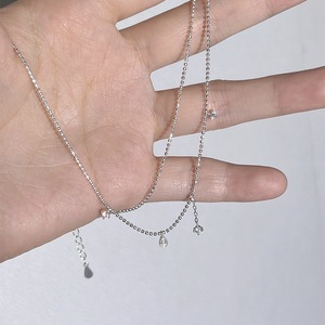 Collar con Colgante de Llave de Flor de Cerezo Rosa de Plata de Ley S925, Cristal Ligero de Lujo para Mujer, para Clavícula, Cadena para Suéter - Product Image 1