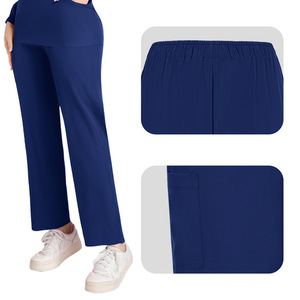 Women's <b>Scrub</b> Set Long Sleeve V Neck Knitted Split Uniform Moisture Wicking Hospital Workwear - Product Image 3