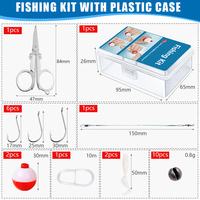 LUSHAZER Kit d'accessoires de pêche 24 pièces avec étui en plastique, Ciseaux, Hameçons, Flotteurs, Ligne de pêche, Leurres souples, Plombs fendus, Plombs lestés, avec boîte, pour la pêche au bar