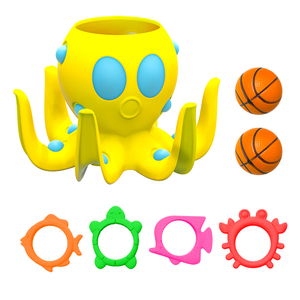 Tương tác màu vàng nổi tắm vòi hoa sen ném đồ chơi làm bằng nhựa với Vòng Hoopla Đồ chơi tắm cho trẻ em-Bạch tuộc cao su - Product Image 3