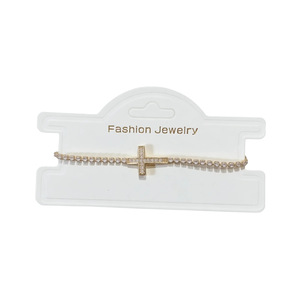 Pulsera Minimalista con Incrustaciones de Circonitas en Forma de Cruz, Chapada en Oro de 14K, Ajustable, de Lujo, para Uso Diario, Regalo de Cumpleaños, Regalo Religioso, Regalo de Bautizo - Product Image 5