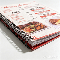 Impression de menus de restaurant personnalisés avec reliure spirale, reliure à spirale couleur pleine pour hôtel, bistro