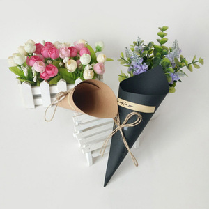 Kraft <b>Paper</b> Bouquet <b>Wrapping</b> Cones Black And <b>Brown</b> For Gift Packaging Multi Purpose Recyclable Bulk Size - Product Image 2