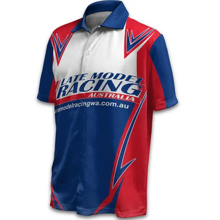 Camicie da corsa personalizzate sublimazione personalizzate da corsa Pit Crew Shirt all'ingrosso moto Team Racing