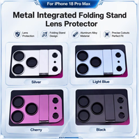 Protection d'objectif d'appareil photo ultra-fine anti-rayures en métal et verre trempé avec béquille escamotable intégrée pour 17 18 Pro/Pro Max