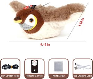 Jouet interactif intelligent USB pour animaux de compagnie, nouveau, en peluche, chat mignon qui chante, avec ailes qui battent à la touche, en gros d'usine - Product Image 6