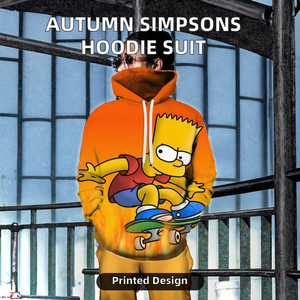 2026 Trending Autumn Men's Simpsons Animation Track Suit Oversized 100% Polyester <b>Hoodie</b> Digital Printing Knitted Hooded - Product Image 2