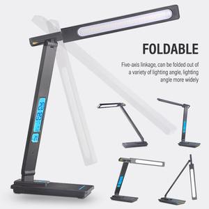 Lámpara LED de escritorio para lectura, 10W, carga inalámbrica para teléfono móvil con pantalla, reloj, fecha, despertador, regulable, protección ocular, oficina, estudio - Product Image 5