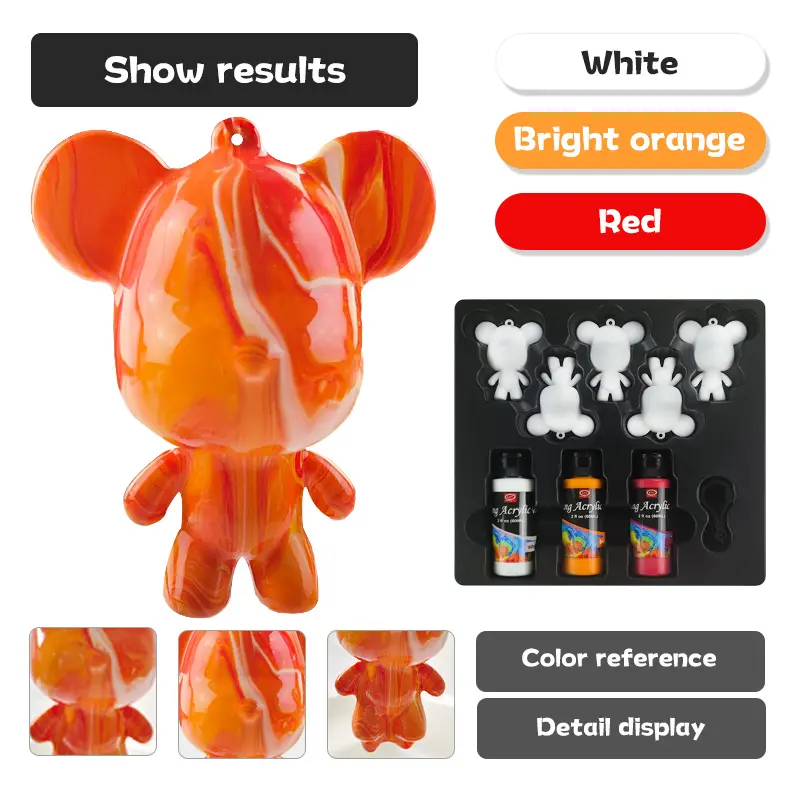 Teddy Giant White Solid Ceramic Art Set Diy Arylic Violent Acrylic Poring 3D Bear Fluid Paint