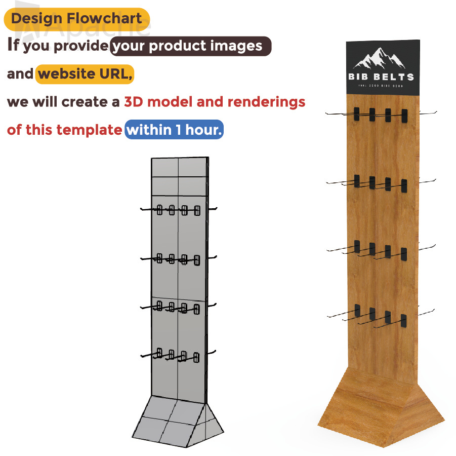 Apache Custom Wooden Belt Display Stand Display Rack for Supermarket & Retail Store & Clothing Store — view 4