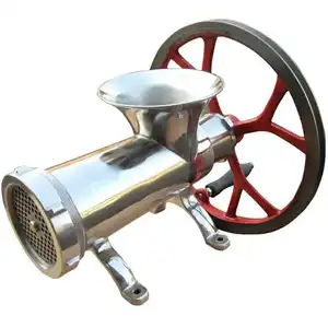 32 Hand Operated Meat Grinder Heavy Duty Commercial Manual Pulley Meat Mincer Stainless Steel Multipurpose Beef Grinding Machine