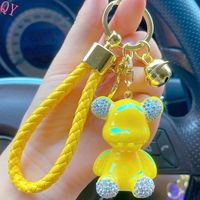 Peluche ours en peluche très populaire avec porte‑clés en diamant, pendentif créatif, porte‑clés tendance, cadeau, accessoire