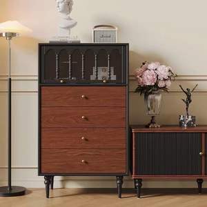 Cómoda retro francesa de madera maciza de palisandro 70x40x120 para almacenamiento en dormitorio, sala de estar, uso doméstico, aparador - Product Image 2