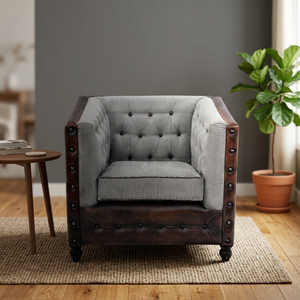 Vintage & Industrial Solid Wood & Canvas European Style Convertible Corner <b>Living</b> <b>Room</b> <b>Sofa</b> - Product Image 2