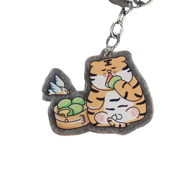 Custom Cute Tiger Acrylic Key Chain Anime Transparent Printing Plastic Key Chain
