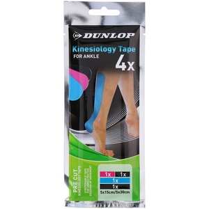 Cinta de kinesiología Dunlop para tobillo, precortada, 4 unidades, 5x15cm, 5x30cm, cinta elástica - Product Image 1