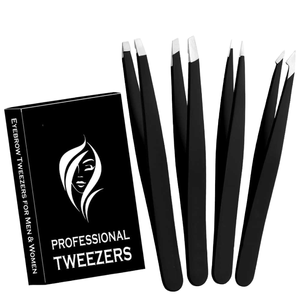 プロ仕様精密ステンレス眉毛ピンセット湾曲した傾斜先端完璧な美容整形 - Product Image 1